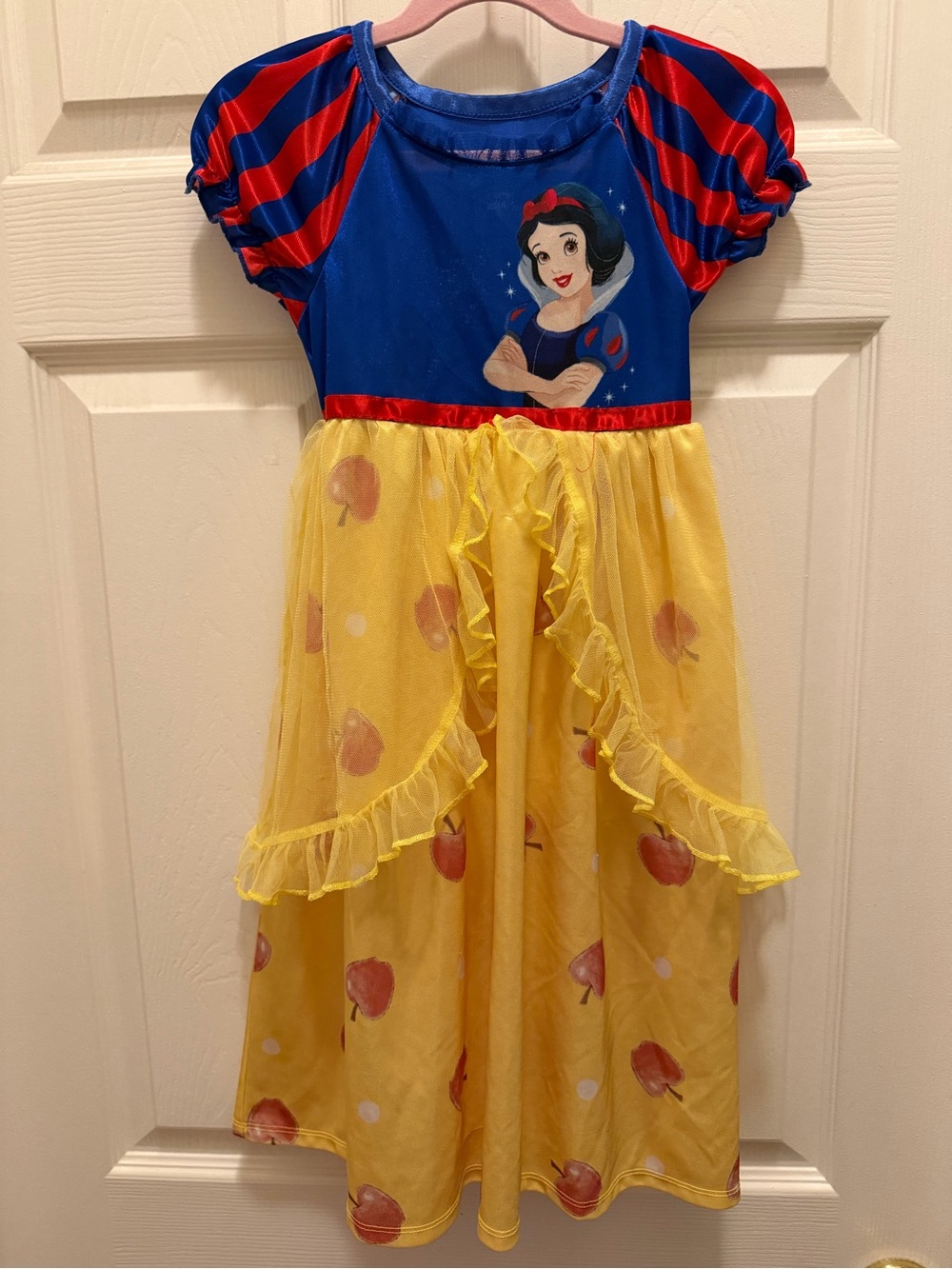 Disney Princess Snow White Yellow Blue Red Apple Ruffle Nightgown Costume Dress - Picture 2 of 7
